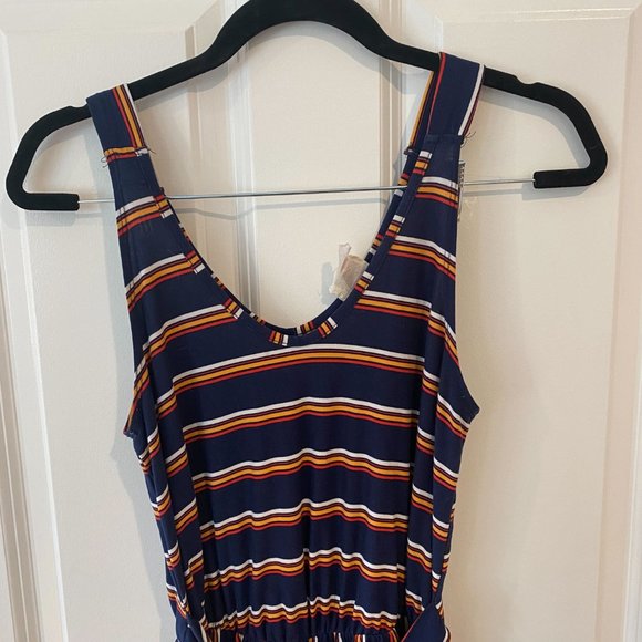 Caution‎ to the Wind Navy Striped Pants Romper - Size Small - Picture 2 of 5
